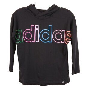 Adidas | Black Rainbow Logo Hooded Long-Sleeve Tee | Size M